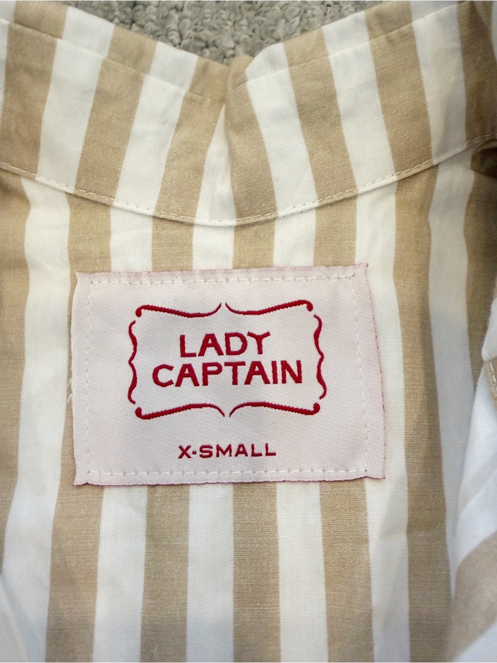 Lady Captain Sand Striped Military Midi Shirt Dress - Picture 7 of 11